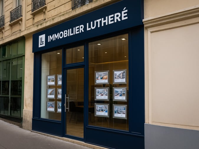 Enseigne d'agence immobilière dans la région nantaise
