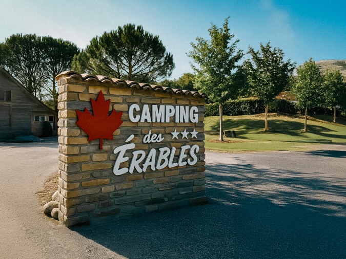 Exemple d'enseigne à l'entrée d'un camping