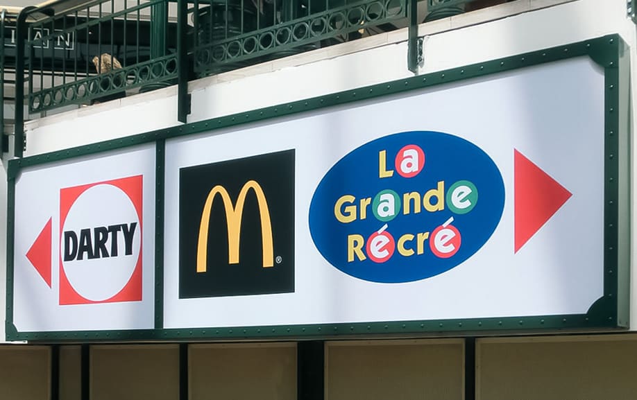 Enseigne de commerce réalisée au centre Val d’Europe