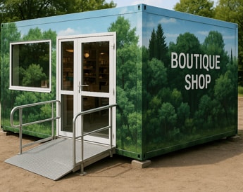 Habillage intégral d'un algeco pour une boutique