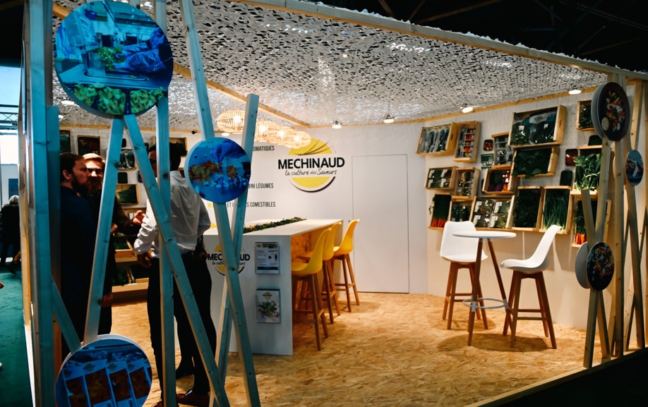 Décoration de stand Méchinaud illustrant ses fruits, légumes et fleurs comestibles