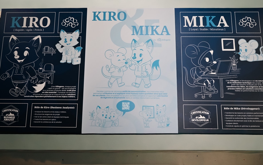 Signalétique d’entreprise sur panneaux DILITE réalisée pour Kiliogène