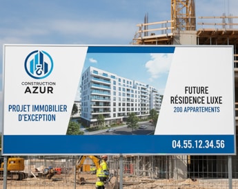 Photo d'un panneau de chantier d'une entreprise de construction