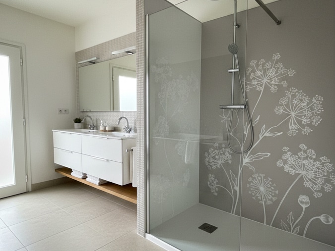 Panneau mural sur-mesure imprimé pour salle de bain