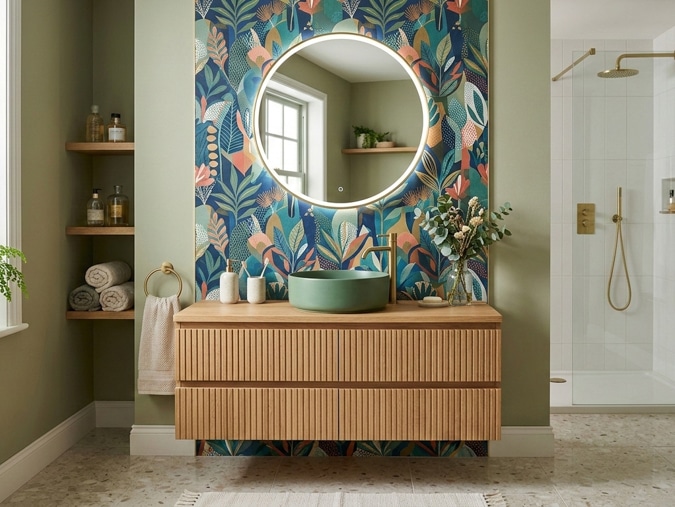 Habillage d'une salle de bain avec un panneau de vasque