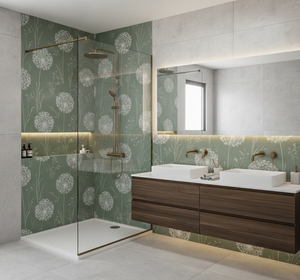 Ensemble de panneaux de salle de bain imprimés sur mesure