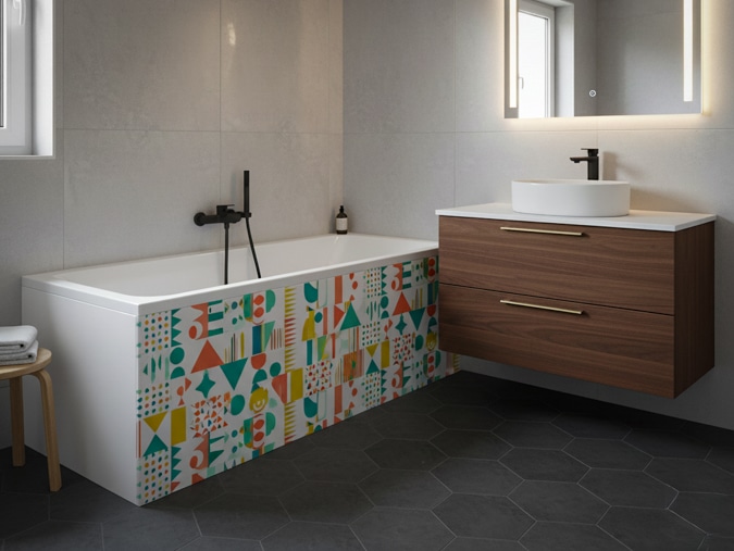 Impression sur tablier de baignoire sur mesure