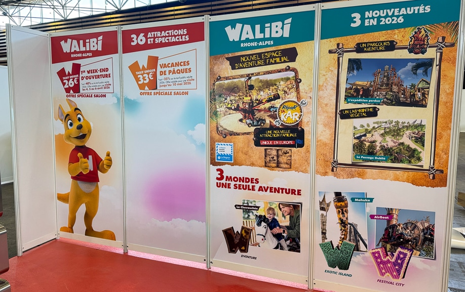 Impression grand format pour la signalétique du stand Walibi